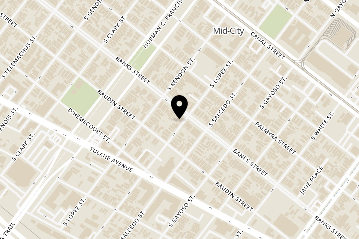 Map showing the location of 2 Potnas on 3200 Banks St in New Orleans